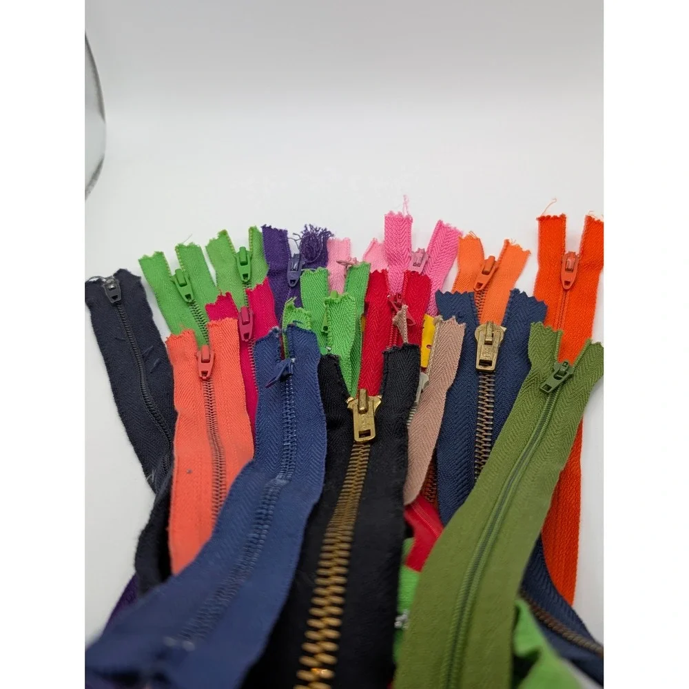 Vintage Assorted Zippers Lot Mixed Colors Metal Plastic Talon YKK Sewing Crafts
